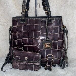 Dooney & Bourke Croc Embossed Tote leather SET of 3 Vintage